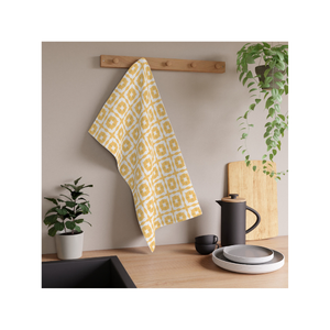 Forma cuadrada de secado rápido Golf bordado 100% algodón toallas de cocina abstracto ecológico hecho a mano India OEM MOQ 50 B2B listo - Product Image 5