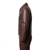 Ensemble veste et pantalon en similicuir croco marron, design personnalisé, style streetwear vintage, tenue de sport en cuir