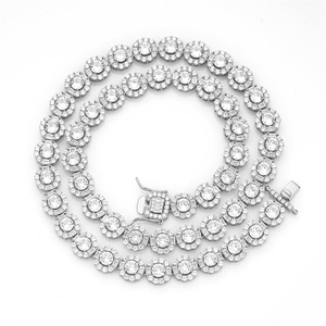 Cadena Cubana de Plata 925 Chapada en Oro Rosa de 14k con Diamantes Moissanite VVS Estilo Hip Hop, Collares Finos para Hombres y Mujeres - Product Image 2