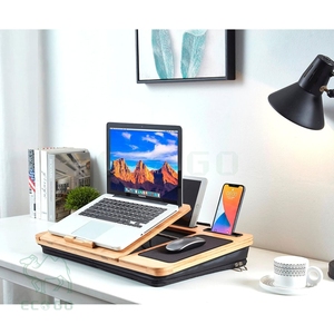 Tre máy tính xách tay <span class=keywords><strong>Lap</strong></span> bàn, góc có thể điều chỉnh với tay áo trường hợp túi và đệm mềm, tre cho Máy tính để bàn màu đen cho tay áo trường hợp - Product Image 3