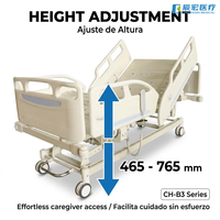 Lit d'hôpital électrique CH-3 à 3 fonctions, avec têtes et pieds en ABS, capacité de 240 kg, étanche IPX4, barrières latérales réglables, lit de soins infirmiers