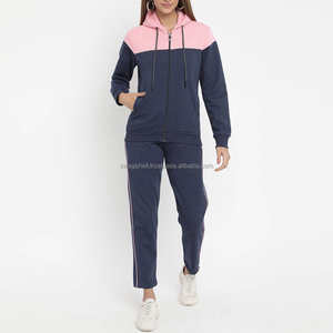 Survêtements pour femmes avec logo brodé personnalisé, avec fermeture à glissière, service OEM confortable, 100% coton - Product Image 1