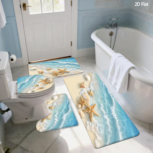 Custom Printed Flannel <b>Bathroom</b> Rug <b>Set</b> for <b>Bathroom</b> Non-Slip Shower Curtain Bath <b>Mat</b> - Product Image 6