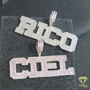 Colgante de letra de diamante cuadrado con Plata de Ley 925 en VVS Lab Grown Diamonds Hip Hop Jewelry - Product Image 5