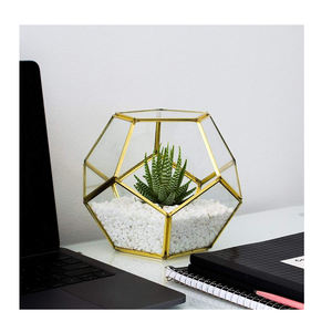 Terrario de plantas de vidrio transparente de diamante con marco de hierro, acabado personalizado para mesa y decoración del hogar, decoración de oficina y balcón - Product Image 6