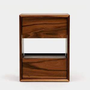 Table de chevet classique en bois de teck moderne du milieu du siècle Table de chevet artisanale avec 2 tiroirs pour le rangement de la chambre - Product Image 1