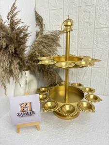 Support décoratif en fer à 2 niveaux Urli Diya pour l'entrée de la maison du temple et la décoration d'événements disponible au meilleur prix - Product Image 6