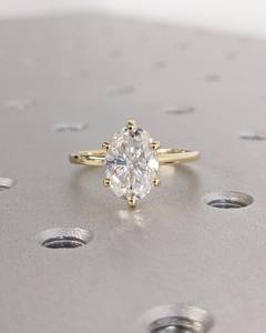 แหวนหมั้นเพชรโมอิสเจียระไนทรงรี925เงินสเตอร์ลิง14K ชุบทองแหวนแต่งงานของขวัญครบรอบ - Product Image 1