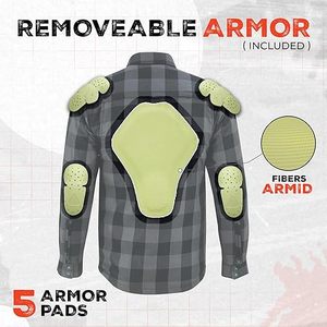 เสื้อแจ็กเก็ตผ้าสักหลาดลายสก็อตสำหรับนักขี่มอเตอร์ไซค์สำหรับผู้ชายเสื้อเกราะแบบสปอร์ตถอดออกได้มีซิปปิดและกันน้ำได้ - Product Image 2