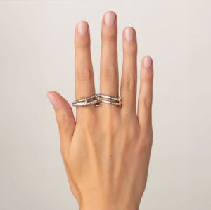 Nouvelle tendance, alliance éternelle en argent sterling 925 avec moissanite baguette, multi-couches, entrelacées, finition polie - Product Image 2