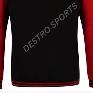 Veste universitaire en cuir personnalisée pour hommes avec écusson brodé à la hausse veste Streetwear à ourlet côtelé de style bombardier - Product Image 4