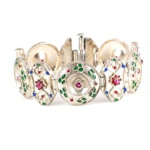 Pulsera de tenis de plata de ley 925 con esmalte fino y diseño estampado, accesorio de moda - Product Image 1
