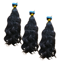 Extensions de cheveux à bandes adhésives double épaisseur de qualité supérieure, 100 % cheveux indiens vierges Remy, cuticules alignées, longueur complète, ondulées, paquets haut/bas