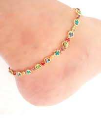 Gold Gemstone Anklet <b>Bracelet</b> Shop Colorful 925 Gold Platet Anklet Jewellery for Women and <b>Girls</b> Wear in Wedding Party's - Product Image 2