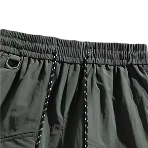 Shorts décontractés pour homme à séchage rapide, taille mi-haute, en polyester/coton, avec poches, élastiques, coupe ample, légers, sensation fraîche, respirants, pour l'été - Product Image 3