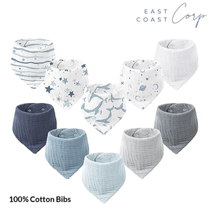 Lot de 10 bavoirs en mousseline pour bébé Bandana Bavoirs 100% coton pour unisexe garçons et filles pour la dentition et la bave - Product Image 3