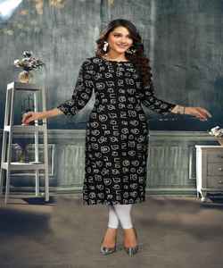 Doublure en coton imprimé pour femmes avec des vêtements de fantaisie Kurti vente en gros Surat Gujarat prix le plus bas vêtements ethniques vêtements - Product Image 5