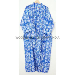 Kimono esencial de algodón Loungewear para noches acogedoras Kimono con cuello en V con diseño simple y estampado floral para uso diario informal - Product Image 5