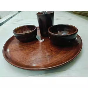 Elegantes platos de madera para servir, vajilla de madera dura sostenible, vajilla de madera ecológica y elegante de glowin fashion - Product Image 4