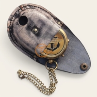 Boussole nautique en laiton 'Be Strong Courageous Joshua 1:9 'Gravure Étui en cuir imprimé UV Style de poche Métal Artisanat Pointeur Cadran