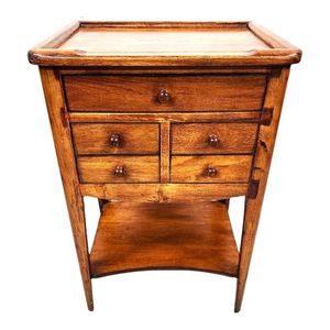 Mesita de Noche Artesanal de Madera de Caoba Maciza con 2 Cajones |   Mesa de Noche de Diseño Artesanal Moderno con Acabado Manual |   Personalizable - Product Image 1