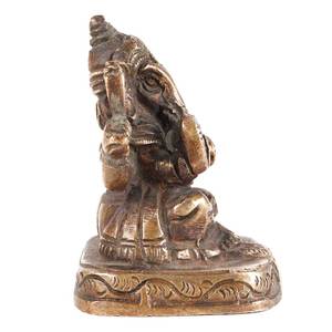 Sculptures de Mangal de Murti, seigneur Ganesha antiques en laiton indien fait à la main, Statue, décoration de la maison, articles cadeaux 7x5 cm SNC-568 - Product Image 4