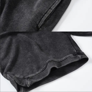 Short décontracté délavé à l'acide de couleur noire Short de sport personnalisé avec cordon de serrage avec taille personnalisée - Product Image 5