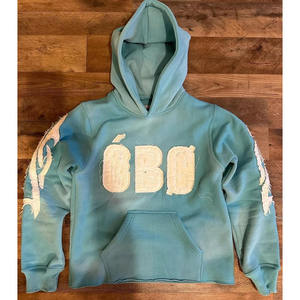 Votre propre Logo Design hommes détresse broderie sweats à capuche pour tenue décontracté matériel de haute qualité fait pull hommes mode sweats à capuche - Product Image 3