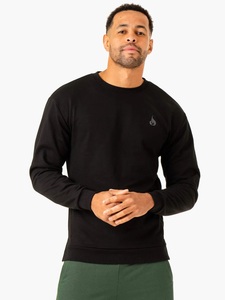 Sweat-shirts noirs pour hommes, sweat-shirt décontracté surdimensionné, tricot lourd de haute qualité, pull à épaules tombantes, 100% coton pour l'automne - Product Image 3