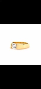 Anillo de solitario redondo de oro amarillo refinado de 14KT para hombres, banda de boda de diamantes cultivados en laboratorio por K Samyak Diamond India - Product Image 2