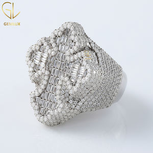 Venta caliente nuevo diseño Iced Out VVS Moissanite Baguette Cut Diamond Cross Hiphop Ring, Pass Diamond Tester White Gold Cross Ring - Product Image 5