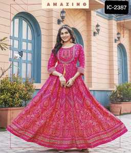 Heavy Indian Designer Women Rayon Kurtis con Print Work Festival Wear Kurtis con fabricación de bajo precio y venta al por mayor Kurtis - Product Image 6