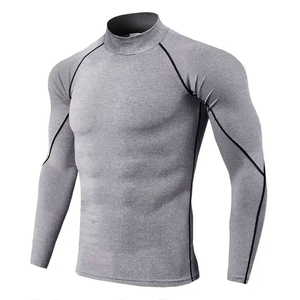 Vêtements de gymnastique de compression personnalisés pour hommes chemises de compression à manches longues imprimées par sublimation tissu tissé en polyester/coton - Product Image 3