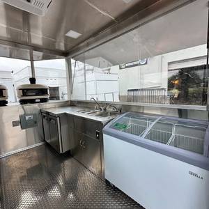 Remorque de camion-restaurant mobile en acier inoxydable blanc avec auvent et fenêtre de service vitrée pour la vente de snacks - Product Image 5