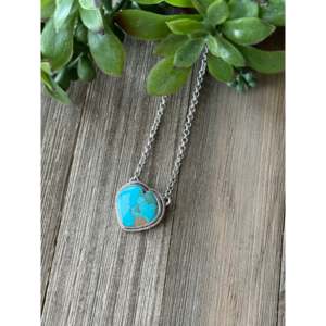 Collier en argent sterling turquoise du sud-ouest, plaqué rhodium, style vintage - Product Image 3