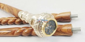 Canne de marche pliable de haute qualité en laiton et bois, design nautique, pour personnes âgées, randonnée, camping, vente en gros - Product Image 5