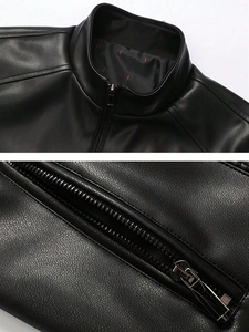 Chaqueta de hombre de piel de becerro auténtica con logotipo personalizado, cuello alto, estilo urbano, transpirable para invierno. - Product Image 4