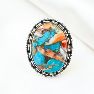 Tendencia 925 plata esterlina turquesa piedra preciosa anillo joyería hecha a mano plata estilo bohemio anillo joyería para mujeres regalo para niñas - Product Image 2