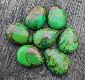 AAA + CALIDAD 14mm cobre verde Natural turquesa forma de pera cabujón Mineral parte posterior plana calibrado piedras preciosas sueltas al por mayor - Product Image 4