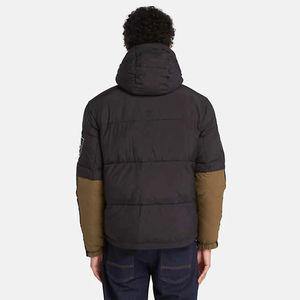 Blouson matelassé bicolore pour homme 2026, marron et noir, à capuche, avec broderie frontale, chaud et isolé pour l'hiver, fermeture éclair - Product Image 2