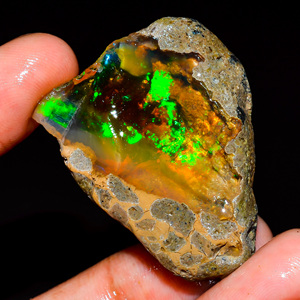 Pierre précieuse en vrac, multi opale de feu, pierre précieuse brute d'opale éthiopienne, opale éthiopienne brute, pierre précieuse d'opale naturelle, 52.5 Cts. R-100 - Product Image 1