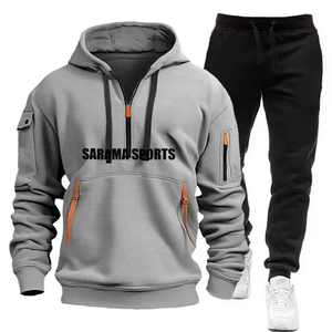 Ensemble de survêtement décontracté avec logo brodé personnalisé, design classique, 100% coton, respirant, taille élastique, doux et confortable, faible MOQ - Product Image 4