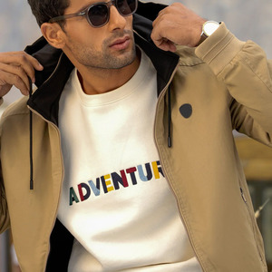 Meilleure vente nouvelle arrivée d'hiver hommes Beige couleur 300 GSM polaire côtelé cou sweat avec Logo brodé sur le devant - Product Image 4