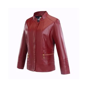 Chaqueta de motorista de cuero genuino para mujer Piel de oveja con cremallera Forro de viscosa acolchado Bolsillos exteriores interiores - Product Image 4
