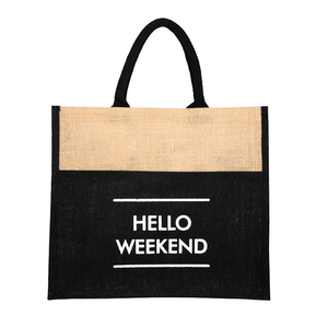 Venta al por mayor de yute de lino ecológico con impresión personalizada bolsa de compras de arpillera para regalo de Navidad boda Yute natural barato - Product Image 3