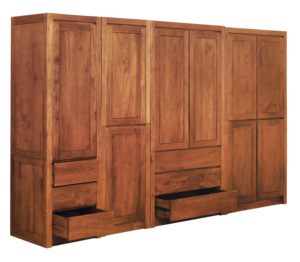 Armario de Madera de Teca de Estilo Moderno y Sencillo con 2 Puertas y 3 Cajones para Dormitorio - Product Image 2