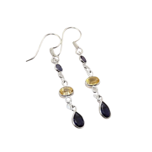 Piedra preciosa citrino hecha a mano joyería fina de moda al por mayor pendientes colgantes plata esterlina 925 sólida para mujeres con sello 925 - Product Image 1