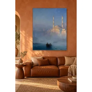 Impresión en lienzo de Fida Aivazovsky: Barcos y mezquita en el Bosforo nevado - Product Image 1