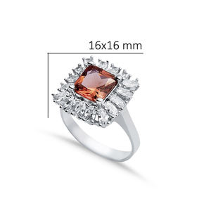 Bague Sultanite taille princesse pierre précieuse à changement de couleur carrée avec CZ conique en gros bijoux en argent sterling 925 - Product Image 2