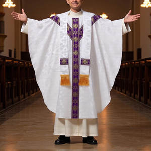 Robes d'église formelles avec col haut et manches longues fluides Robes d'église avec logo personnalisé avec plusieurs options de taille - Product Image 3